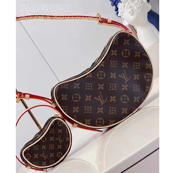 Louis Vuitton LV Women Croissant MM Monogram Coated Canvas Natural Cowhide-Leather M46828 (13)