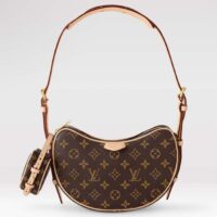 Louis Vuitton LV Women Croissant MM Monogram Coated Canvas Natural Cowhide-Leather M46828 (5)