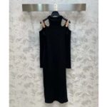 Louis Vuitton LV Women Eyelet Tab Dress Black Cotton Regular Fit Adjustable VVN Leather Tabs - Image 3