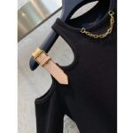 Louis Vuitton LV Women Eyelet Tab Dress Black Cotton Regular Fit Adjustable VVN Leather Tabs - Image 8