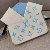 Louis Vuitton LV Women Félicie Pochette Latte White Candy Blue Monogram Empreinte Embossed Supple Grained Cowhide (11)