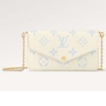 Louis Vuitton LV Damen Félicie Pochette Latte White Candy Blue Monogram Empreinte Geprägtes geschmeidiges genarbtes Rindsleder