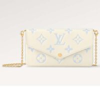 Louis Vuitton LV Women Félicie Pochette Latte White Candy Blue Monogram Empreinte Embossed Supple Grained Cowhide (11)