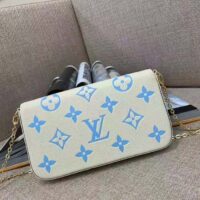 Louis Vuitton LV Women Félicie Pochette Latte White Candy Blue Monogram Empreinte Embossed Supple Grained Cowhide (11)