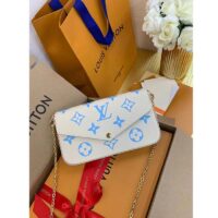 Louis Vuitton LV Women Félicie Pochette Latte White Candy Blue Monogram Empreinte Embossed Supple Grained Cowhide (11)