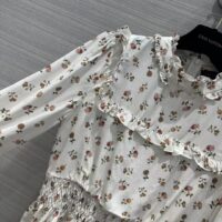 Louis Vuitton LV Women Floral Print Ruffle Collar Shirt Silk Milky White Regular Fit (4)