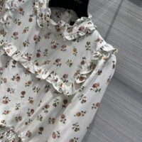 Louis Vuitton LV Women Floral Print Ruffle Collar Shirt Silk Milky White Regular Fit (4)