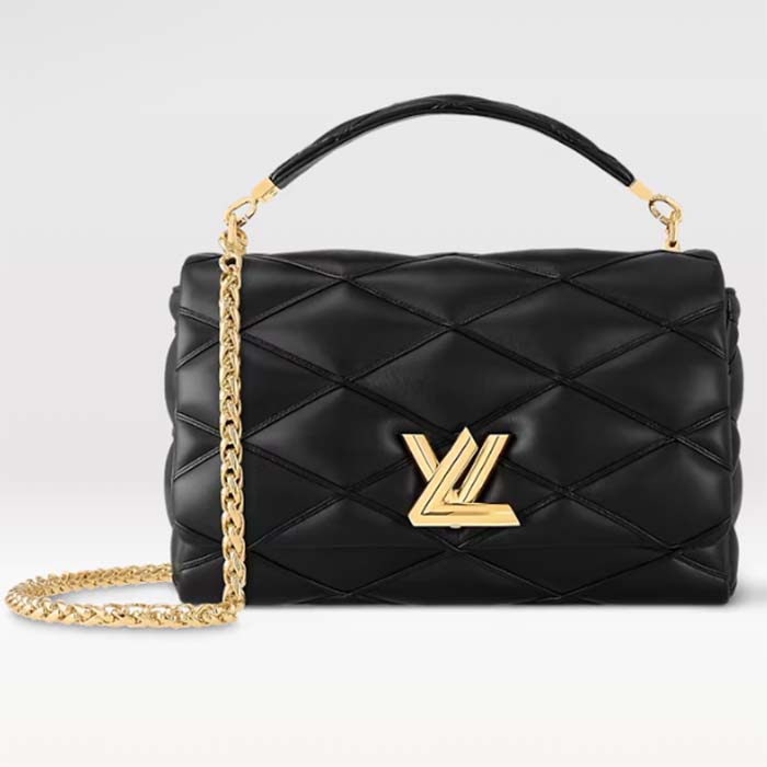 Louis Vuitton LV Women GO-14 GM Black Lamb Leather Lambskin Cowhide-Leather