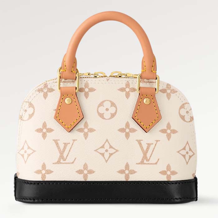 Louis Vuitton LV Women Nano Alma Handbag Monogram Dune Coated Canvas Cowhide-Leather