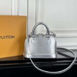 Louis Vuitton LV Women Nano Alma Handbag Silver Epi Grained Cowhide Leather - Image 2