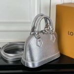 Louis Vuitton LV Women Nano Alma Handbag Silver Epi Grained Cowhide Leather - Image 4