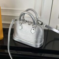 Louis Vuitton LV Women Nano Alma Handbag Silver Epi Grained Cowhide Leather (9)