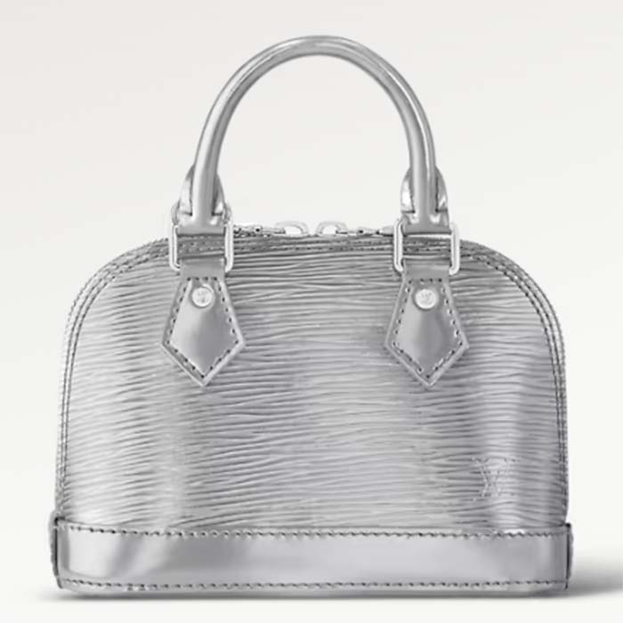 Louis Vuitton LV Women Nano Alma Handbag Silver Epi Grained Cowhide Leather