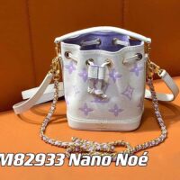 Louis Vuitton LV Women Nano Noé Latte White Mauve Monogram Empreinte Embossed Supple Grained Cowhide Leather (13)