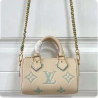 Louis Vuitton LV Women Nano Speedy Green Monogram Empreinte Embossed Supple Grained Cowhide Leather M24169