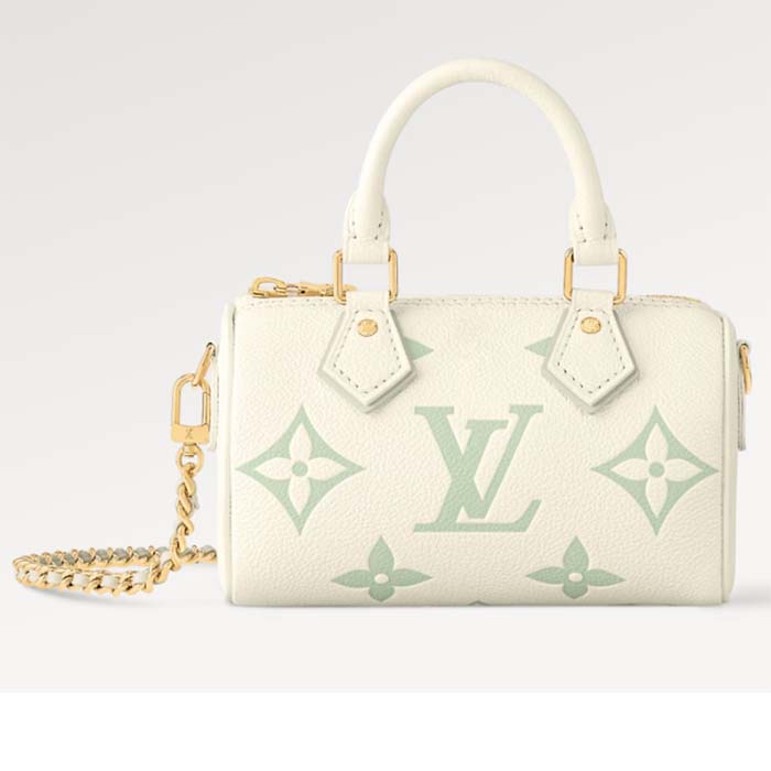 Louis Vuitton LV Women Nano Speedy Green Monogram Empreinte Embossed Supple Grained Cowhide Leather M24169