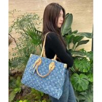 Louis Vuitton LV Women OnTheGo MM Denim Blue GOTS Certified Cotton Monogram Denim Canvas (16)