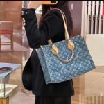 Louis Vuitton LV Women OnTheGo MM Denim Blue GOTS Certified Cotton Monogram Denim Canvas – Image 13