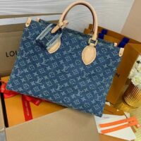 Louis Vuitton LV Women OnTheGo MM Denim Blue GOTS Certified Cotton Monogram Denim Canvas (16)