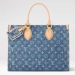 Louis Vuitton LV Women OnTheGo MM Denim Blue GOTS Certified Cotton Monogram Denim Canvas