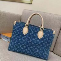 Louis Vuitton LV Women OnTheGo MM Denim Blue GOTS Certified Cotton Monogram Denim Canvas (16)