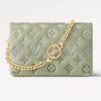 Louis Vuitton LV Women Pochette Coussin Green Monogram-Embossed Puffy Lambskin Cowhide-Leather M82474 (2)