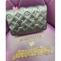 Louis Vuitton LV Women Pochette Coussin Green Monogram-Embossed Puffy Lambskin Cowhide-Leather M82474 (2)