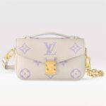 Louis Vuitton LV Damen Pochette Métis East West Tasche Latte Bubble Tea Lila Geprägtes genarbtes Rindsleder