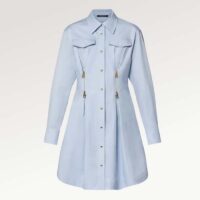 Louis Vuitton LV Women Zipper Waist Shirt Dress Coton Ice Blue Regular Fit (12)
