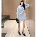 Louis Vuitton LV Women Zipper Waist Shirt Dress Coton Ice Blue Regular Fit - Imagen 10