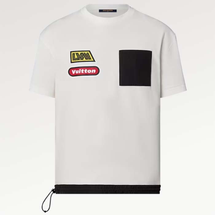 Louis Vuitton Men Hybrid Cotton T-Shirt Regular Fit LV Silk Label Milky White Cotton