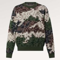 Louis Vuitton Men LV Damier Cotton Jacquard Pullover Regular Fit Allover Damoflage Multicolor (9)