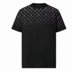T-shirt en coton dégradé Louis Vuitton pour homme, coupe classique, col côtelé, monogramme LV SKI, noir