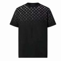 Louis Vuitton Men LV SKI Monogram Gradient Cotton T-Shirt Regular Fit Ribbed Neck Black (2)