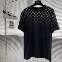 Louis Vuitton Men LV SKI Monogram Gradient Cotton T-Shirt Regular Fit Ribbed Neck Black (2)