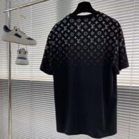 Louis Vuitton Men LV SKI Monogram Gradient Cotton T-Shirt Regular Fit Ribbed Neck Black (2)