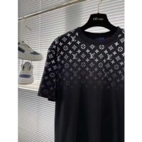 Louis Vuitton Men LV SKI Monogram Gradient Cotton T-Shirt Regular Fit Ribbed Neck Black (2)