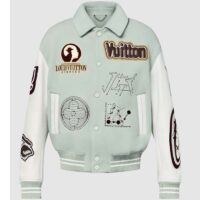 Louis Vuitton Men LV Varsity Leather Blouson Cropped Fit Epi Leather Sleeves Shirt Collar Cotton Wool (10)