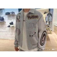 Louis Vuitton Men LV Varsity Leather Blouson Cropped Fit Epi Leather Sleeves Shirt Collar Cotton Wool (10)