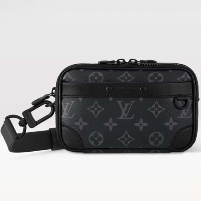 Louis Vuitton Unisex LV Alpha Wearable Wallet Monogram Eclipse Coated Canvas Cowhide Leather Black