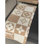 Louis Vuitton Unisex LV Checkmate Blanket Beige Wool Cashmere Jacquard Weave Monogram Flowers M77861 - Image 2