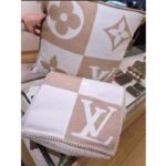 Louis Vuitton Unisex LV Checkmate Cushion Beige Wool Cashmere Jacquard Weave Monogram Flowers M77864 - Image 4