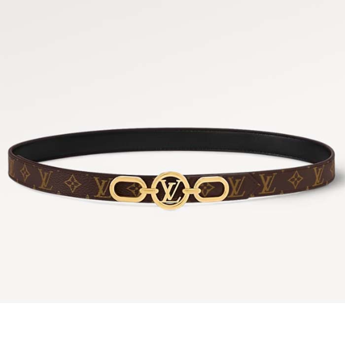 Louis Vuitton Unisex LV Circle Prime 20 MM Reversible Belt Black Calf Leather Verso Side