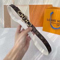 Louis Vuitton Unisex LV Circle Prime 20 MM Reversible Belt Cream Color Calf Leather Verso Side (1)