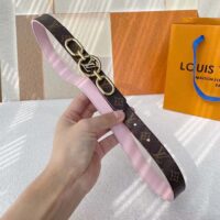 Louis Vuitton Unisex LV Circle Prime 20 MM Reversible Belt Jasmine Pink Calf Leather Verso Side (4)