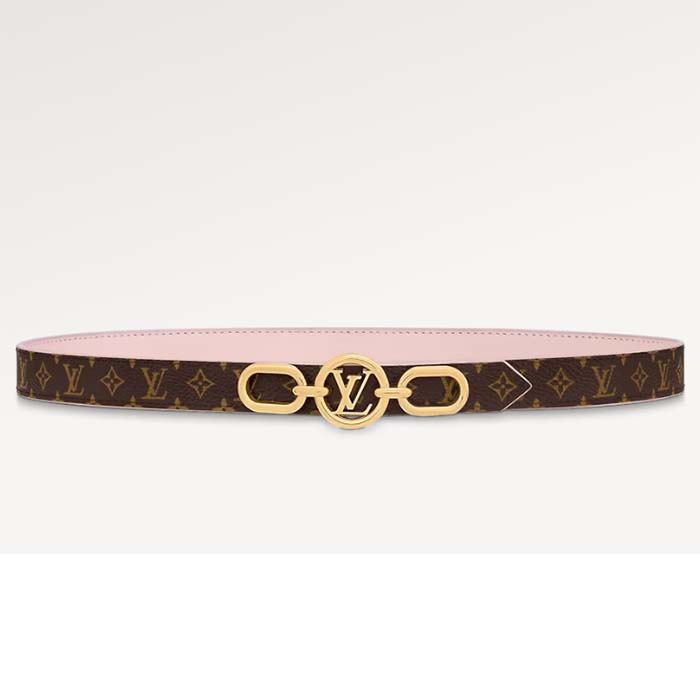 Louis Vuitton Unisex LV Circle Prime 20 MM Reversible Belt Jasmine Pink Calf Leather Verso Side