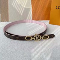 Louis Vuitton Unisex LV Circle Prime 20 MM Reversible Belt Jasmine Pink Calf Leather Verso Side (4)