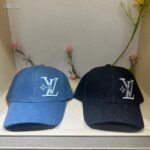 Louis Vuitton Unisex LV Denim Cap Navy Blue Cotton Embroidered LV Fall Signature - Image 3