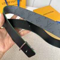 Louis Vuitton Unisex LV Line 40 MM Reversible Belt Green Monogram Eclipse Reverse Coated Canvas Calf Leather (8)