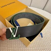 Louis Vuitton Unisex LV Line 40 MM Reversible Belt Green Monogram Eclipse Reverse Coated Canvas Calf Leather (8)